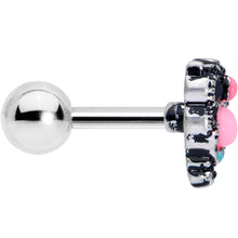 Load image into Gallery viewer, 16G 1/4 Black Gem Pink Orb Owl Cartilage Tragus Earring