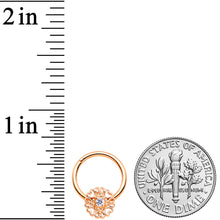 Load image into Gallery viewer, 16G 3/8 Clear CZ Gem Rose Gold Tone Hearts Hinged Segment Ring