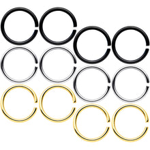 Load image into Gallery viewer, 18G 5/16 Black Gold Tone Anodized Seamless Circular Ring Set of 12