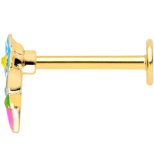 Load image into Gallery viewer, 16G 5/16 Yellow Gem Gold Tone Neon Flower Labret Monroe Tragus