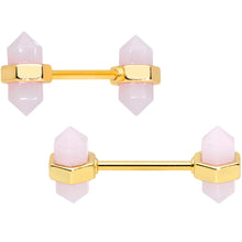 Load image into Gallery viewer, 14G 5/8 Gold Tone Gem Barbell Nipple Ring Set