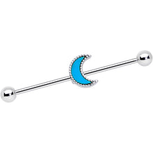 Load image into Gallery viewer, 14G Faux Turquoise Crescent Moon Industrial Barbell 38mm