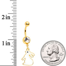 Load image into Gallery viewer, Clear Gem Gold Tone Glow in the Dark Easter Bunny Dangle Belly Ring