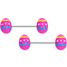 Load image into Gallery viewer, 14G 9/16 Pink Easter Egg Barbell Nipple Ring Set