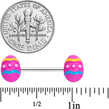 Load image into Gallery viewer, 14G 9/16 Pink Easter Egg Barbell Nipple Ring Set