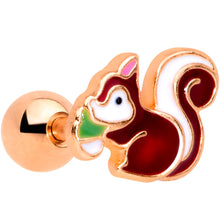 Load image into Gallery viewer, 16G 1/4 Rose Gold Tone Snacking Squirrel Cartilage Tragus Earring