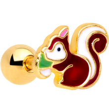Load image into Gallery viewer, 16G 1/4 Gold Tone Snacking Squirrel Cartilage Tragus Earring
