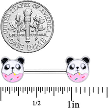 Load image into Gallery viewer, 14G 9/16 Pink White Panda Donut Barbell Nipple Ring Set