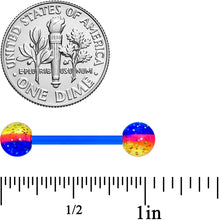 Load image into Gallery viewer, Orange Yellow Blue UV Glow Flexible Acrylic Barbell Tongue Ring