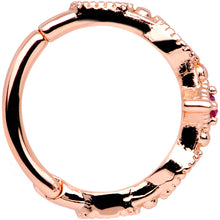 Load image into Gallery viewer, 16G 3/8 Red Gem Rose Gold Tone Regal Cats Eye Hinged Segment Ring