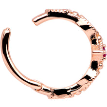 Load image into Gallery viewer, 16G 3/8 Red Gem Rose Gold Tone Regal Cats Eye Hinged Segment Ring