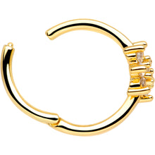 Load image into Gallery viewer, 16G 3/8 Clear CZ Gem Gold Tone Flower Hinged Segment Ring