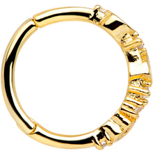 Load image into Gallery viewer, 16G 3/8 Clear CZ Gem Gold Tone Tears Hearts Hinged Segment Ring