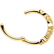 Load image into Gallery viewer, 16G 3/8 Clear CZ Gem Gold Tone Tears Hearts Hinged Segment Ring