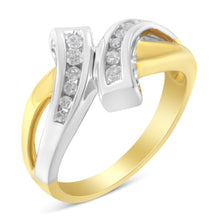 Load image into Gallery viewer, 10K Two Toned Channel-Set Diamond Bypass Ring (1/4 cttw, I-J Color, I2 Clarity)