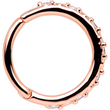 Load image into Gallery viewer, 16G 3/8 Clear CZ Gem Rose Gold Tone Subtle Hinged Segment Ring