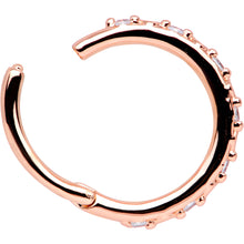 Load image into Gallery viewer, 16G 3/8 Clear CZ Gem Rose Gold Tone Subtle Hinged Segment Ring