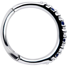 Load image into Gallery viewer, 16G 3/8 Blue CZ Gem Zig Zag Hinged Segment Ring