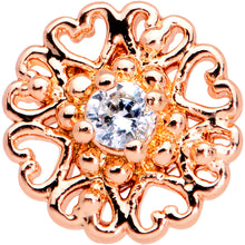 Load image into Gallery viewer, 20G 5/16 Clear CZ Gem Rose Gold Tone Heart Love Nose Bone