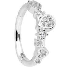 Load image into Gallery viewer, 16G 3/8 Clear CZ Gem Tears Hearts Hinged Segment Ring