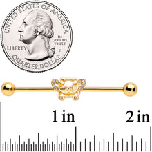 Load image into Gallery viewer, 14G Clear Gem Gold Tone Flying Pig Industrial Barbell 38mm