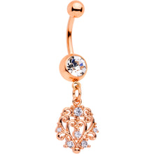 Load image into Gallery viewer, Clear CZ Gem Rose Gold Tone Elegant Abstract Dangle Belly Ring