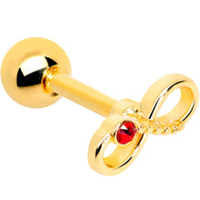 Load image into Gallery viewer, 16G 1/4 Red Gem Gold Tone Inifity Love Cartilage Tragus