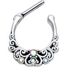 Load image into Gallery viewer, 16G 3/8 Aurora Gem Scrolling Hearts Cartilage Clicker
