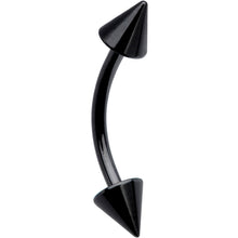 Load image into Gallery viewer, 16G 3/8 Black Anodized Cone End Curved Eyebrow Ring