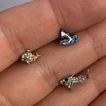 Load image into Gallery viewer, 16G 1/4 Clear Black Gem Shark Cartilage Tragus Earring