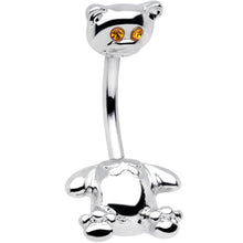 Load image into Gallery viewer, Yellow Gem Teddy Bear Double Mount Belly Ring