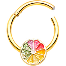 Load image into Gallery viewer, 16G 3/8 Gold Tone Rainbow Grapefruit Septum Ring