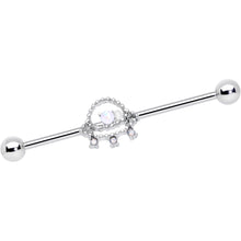Load image into Gallery viewer, 14G White Faux Opal UFO Industrial Barbell 38mm