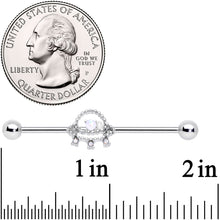 Load image into Gallery viewer, 14G White Faux Opal UFO Industrial Barbell 38mm