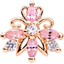 Load image into Gallery viewer, 20G 1/4 Pink CZ Gem Rose Gold Tone Looping L Shape Nose Ring