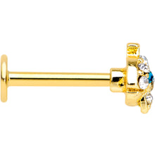 Load image into Gallery viewer, 16G 5/16 Clear Aqua Gem Gold Tone Whale Labret Monroe Tragus