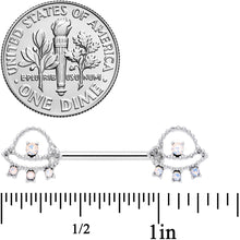 Load image into Gallery viewer, 14G 9/16 White Faux Opal UFO Barbell Nipple Ring Set