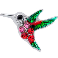 Load image into Gallery viewer, 16G 1/4 Red Pink Gem Hummingbird Cartilage Tragus Earring