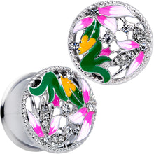 Load image into Gallery viewer, Clear Gem Exotic Garden Flower Double Flare Plug Set