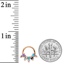 Load image into Gallery viewer, 16G 5/16 Aurora CZ Gem Rose Gold Tone Fan Hinged Segment Ring