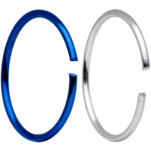 Load image into Gallery viewer, 22G 5/16 Blue Anodized Steel Seamless Nose Hoop Set of 12