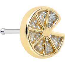 Load image into Gallery viewer, 20G 1/4 Clear Gem Gold Tone Orange Tasty Fruit Nose Bone