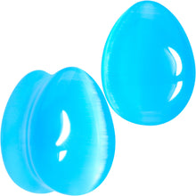 Load image into Gallery viewer, Light Blue Glass Teardrop Plug Set