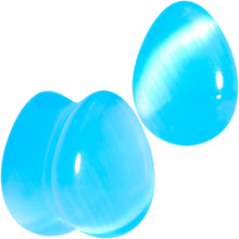 Load image into Gallery viewer, Light Blue Glass Teardrop Plug Set