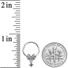 Load image into Gallery viewer, 16G 3/8 Clear Gem Looping Bow Hinged Segment Ring