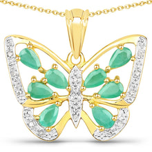 Load image into Gallery viewer, 1.90 Carat Genuine Emerald and White Diamond .925 Sterling Silver Pendant