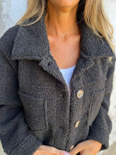 Load image into Gallery viewer, Comfortable Modern Women Full Size Fuzzy Button-Up Jacket with Drop Shoulder and Pockets