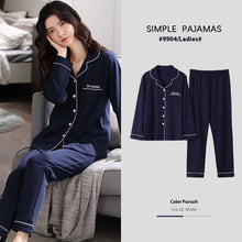 Load image into Gallery viewer, 100% Cotton New Trendy Pajamas For Women Full Sleeves Pajamas Button Down Winter Sleepwear Set Women White Cotton Pajamas Women's Loose Size V-neck Home Suit Long Sleeve Wide Leg Pants Pajamas Casual Home wear