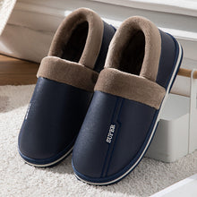 Load image into Gallery viewer, Waterproof Indoor Shoes Womans Mens Winter Home Slippers Faux Leather Warm Plush House Floor Slipper Anti-slip Footwear Women's Cozy Memory Foam Slippers With Warm Plush Fur Lining