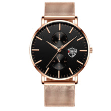 Load image into Gallery viewer, Black 3Bar Watch Men Women'S Watches Ladies Watch With Crystals Fashion Stainless Steel Band Comfortable Wristwatch
